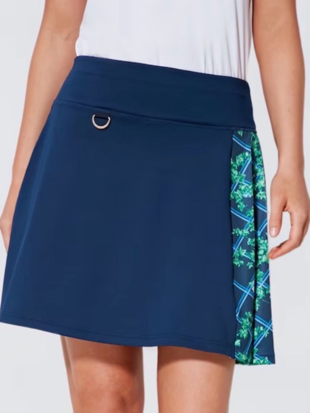 Tuckernuck Navy Skort with Blue-Green Floral Side Panel